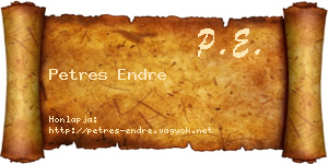 Petres Endre névjegykártya