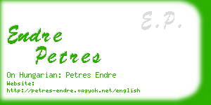 endre petres business card